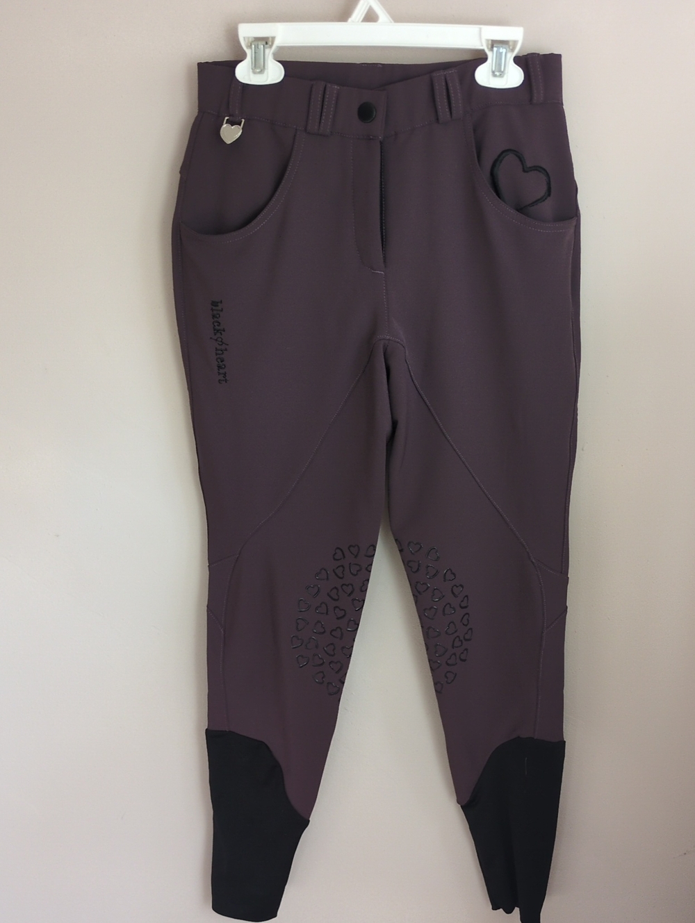 Black Heart plum equestrian Hybrid riding breeches